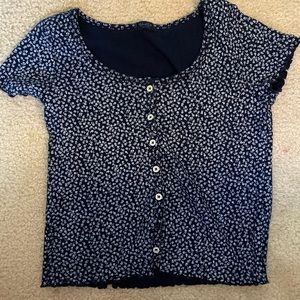 brandy melville floral blue top